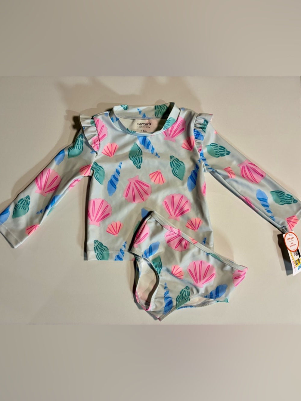 Carter's Girls Seashell Long Sleeve Rashguard Swimset